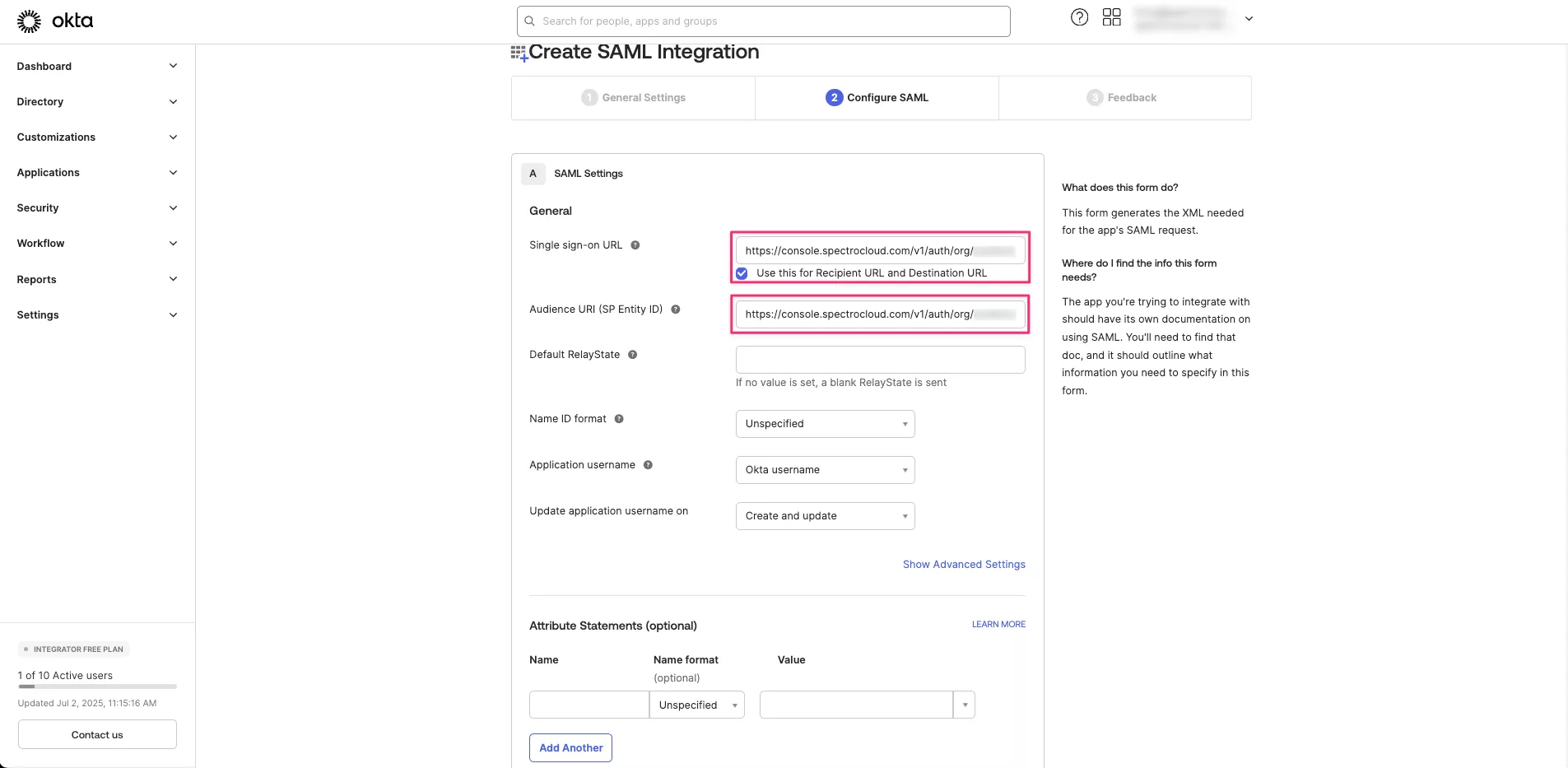 Configure Okta General Settings